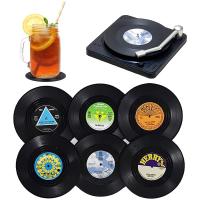 Creative Coasters Vinyl Record Player Gramophone Insulation Mat Retro Record Player Coaster Table Placemat Cd Pad Home Decor