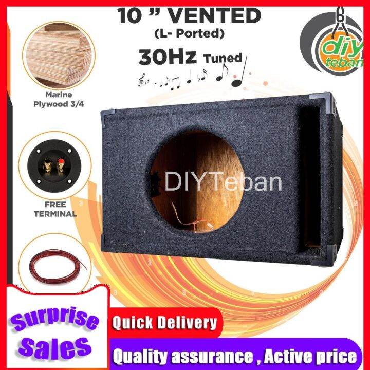 Subwoofer Box 10 Inches 30hz Tuning L Ported Vented Subwoofer Speaker Enclosure w/ Wire