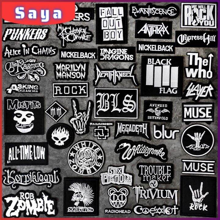 50 Pz/lotto Rock Band Toppe E Stemmi Vesti Musica Punk Stiratura Distintivi Appliques Strisce Ricamate Per Giacca Jeans Adesivi FAI DA TE - Foto 10