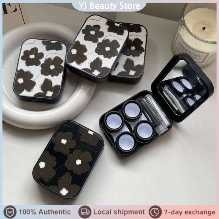 TwoPack Contact Lens Box Dark Department Flowers Portable Traveling Contact Lens Companion Box