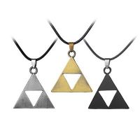 Wholesale Jewelry Triforce Trinity Triangle Amulet Black Pendant Necklace Fashion Vintage Game  Cosplay Fashion Chain Necklaces