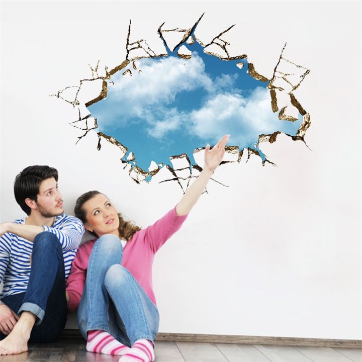 24-home-accessories-3d-broken-wall-against-blue-sky-wallpaper-สำหรับห้องนั่งเล่นห้องนอนฉากหลังสติ๊กเกอร์ตกแต่งผนังพีวีซีลอกออกได้มีกาวในตัว