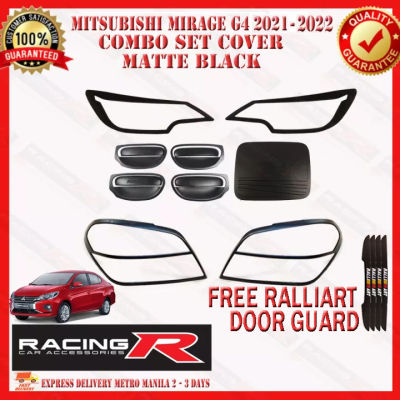 Mitsubishi Mirage G4ซีดาน2021ถึง2023 Combo Set Garnish Cover Matte Black [ฟรี Ralliart DOOR GUARD]