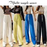 【CC】∈  New Wide-Leg Pants Loose Leggings Waist Mopping Pleat Design Drawstring Trousers