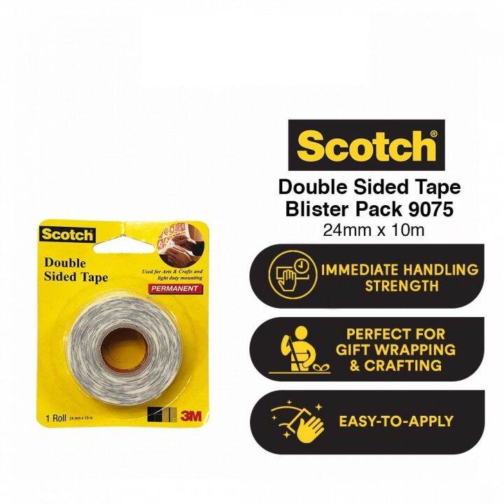 3M Scotch Double Sided Tape Blister Pack 9075, 24mmx10m [MSDS2410