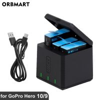 【Booming】 PC Helpers ORBMART ที่ชาร์จสีดำสำหรับ Hero 10 9,กล่องชาร์จ3ช่องอุปกรณ์เสริมสำหรับสำหรับ Go Pro ฮีโร่9 Gopro9 Hero9