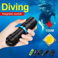 Professional Diving Torch IPX8 100M Diving Flashlight 18650 26650 Underwater Lamp Rechargeable Led Lantern Waterproof Flashlight Rechargeable  Flashli