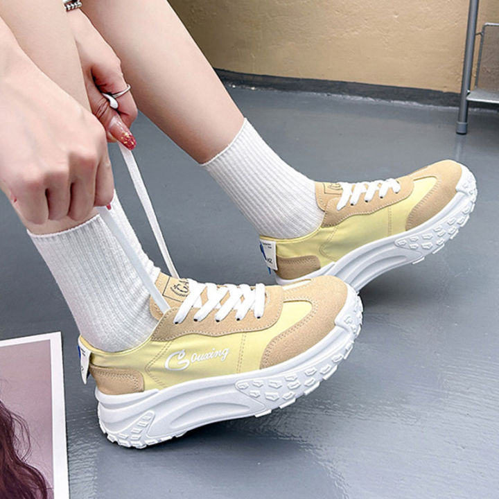 ฉบับภาษาเกาหลี-renben-นักเรียนผู้หญิงรองเท้าคุณพ่ออเนกประสงค์รองเท้าผ้าใบของผู้หญิงลำลองสำหรับถ่ายภาพสตรีท