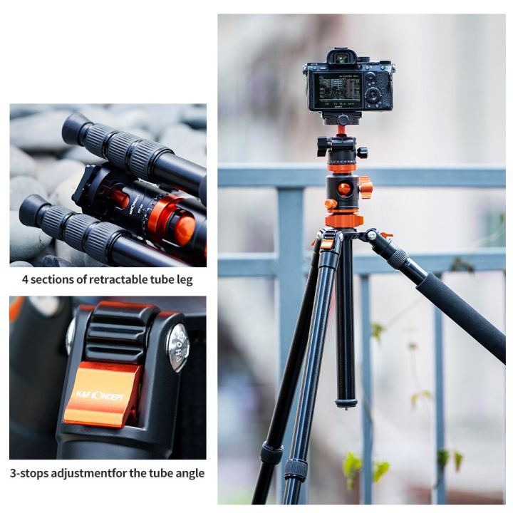 k-amp-f-ขาตั้งกล้องสามขาน้ำหนักเบาขาตั้งกล้องพับได้180ระดับมืออาชีพพร้อมหัวบอลและกระเป๋าหิ้วสำหรับกล้อง-dslr-slr