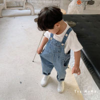 Korean Version Casual Childrens Clothing Spring Autumn Boys Girls Denim Overalls Baby Fashion All-match Loose Denim Long Pants