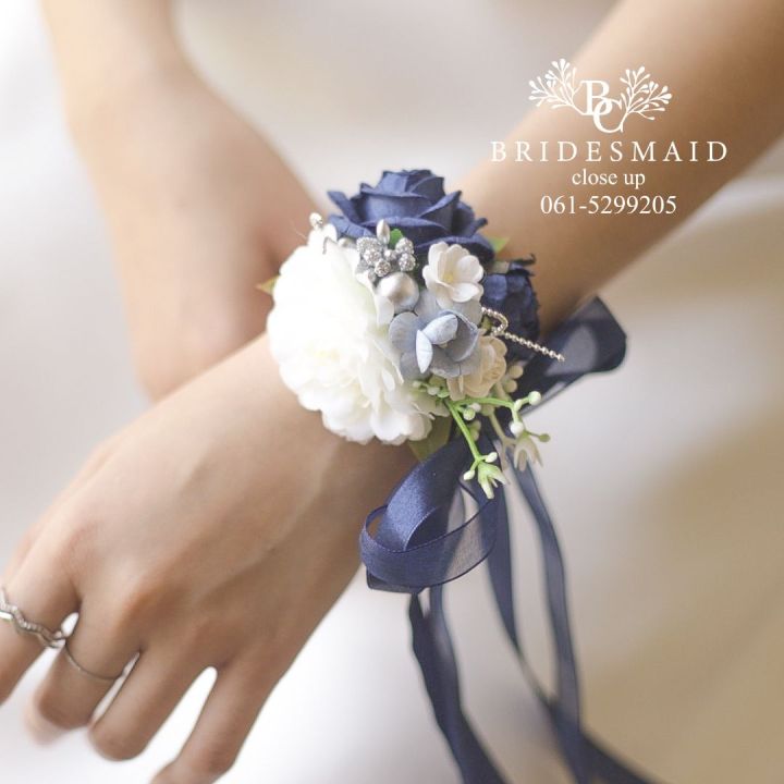 พร้อมส่ง-จาก-กทม-ข้อมือเพื่อนเจ้าสาว-i-ดอกไม้ผูกข้อมือเพื่อนเจ้าสาว-i-ริบบิ้นผูกข้อมือ-i-bridesmaid-i-wrist-corsage-i-ของใช้งานแต่ง