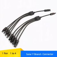 1Pair 4 To 1 Solar Connector Y Branch Parallel Photovoltaic Connector Adapter For Solar Pv System Solar Panel Cable Wire Connect Wires Leads Adapters