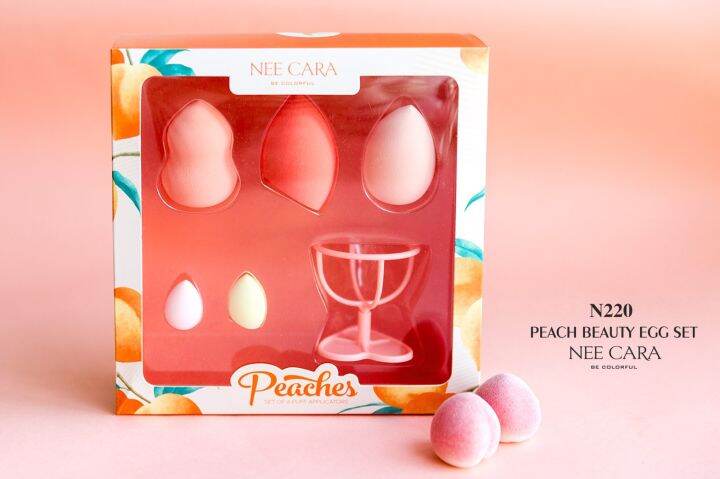 เซ็ตพัฟ-peach-beauty-egg-set-พัฟแต่งหน้า-เซต-5ชิ้น-nee-cara