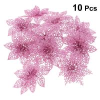 10pcs Artificial Flowers Simulated Christmas Artificial Flowers Plastic Decorative Flowers for Christmas Tree Pink A35 Artificial Flowers  Plants