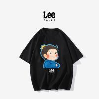 LEEE เสื้อยืดแขนสั้น ผ้าฝ้าย พิมพ์ลาย LEEfalle`King แฟชั่นฤดูร้อน