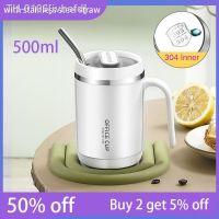 ∈◄ ivhefd 304 garrafa térmica de aço inoxidável com palha canecas isolamento Cup Água Bebidas Jarro térmico Household Office Caneca 500ml