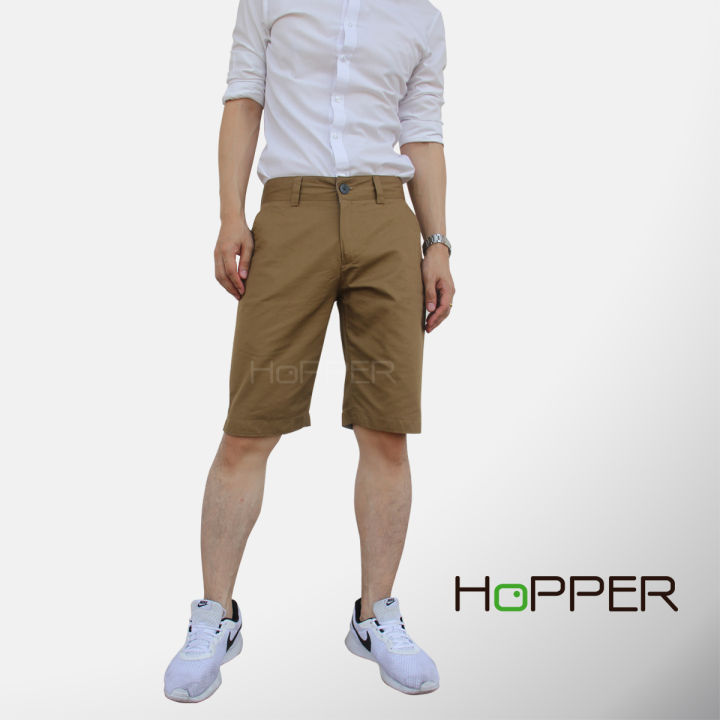 กางเกงขาสั้น-hopper-shorts-cotton-100-สีน้ำตาลอ่อน