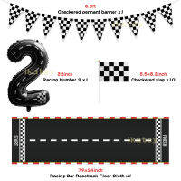 สีดำจำนวน2บอลลูน Racing Party Supplies 2nd วันเกิดชุด2 Fast Party Favors Decor 6.5ft ยาว Racetrack ชั้น Running Mat