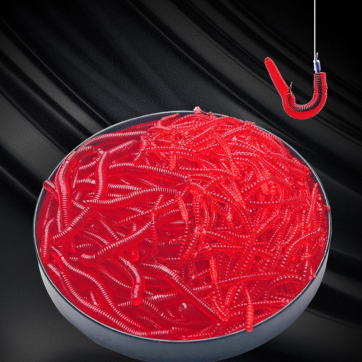 laogeliang-หนอนสีแดงสดนุ่มล่อ-earthworm-ตกปลาซิลิโคนเหยื่อคาวกลิ่นกุ้ง