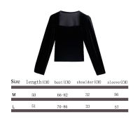 Korean Fashion Ladies Square Neck Long Sleeve Shirt T-Shirt Top