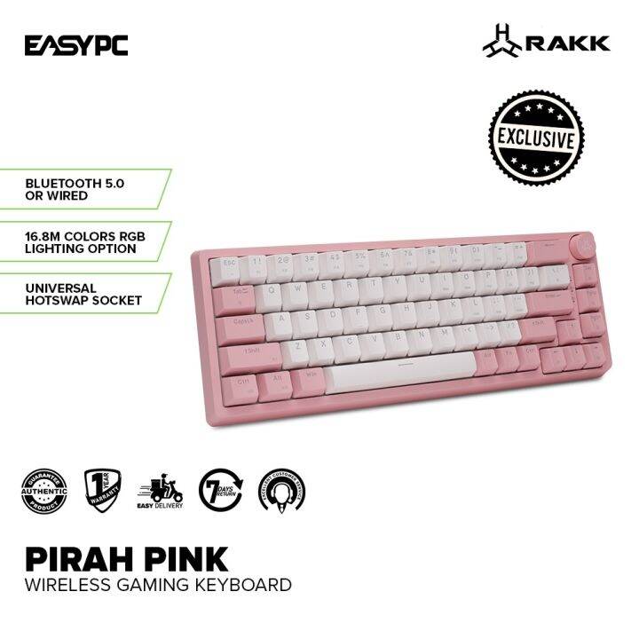 PX rxgm91ffoj59 RAKK Pirah Wireless Pink Mechanical Keyboard Universal