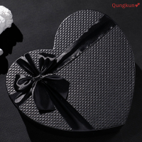 Qungkun? 1PC Heart-shaped Black Gift BOX สำหรับช็อกโกแลตวันวาเลนไทน์เป็นของที่ระลึก