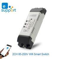 2023 latest Ewelink 2CH Breaker Smart WiFi สวิตช์ประตูโรงรถควบคุมไร้สาย 433.92MHz ตัวรับสัญญาณ RF AC/DC 7-32V 85-250V Alexa Switch