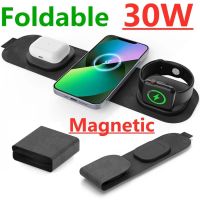 ZZOOI 30W 3 in 1 Magnetic Wireless Charger Pad  Fast Charging Dock Station for iPhone 13 12 11 X Apple Watch iWatch 6 7 AirPods Pro