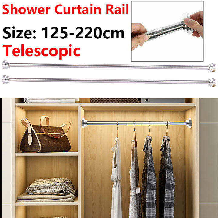 HONG Stainless Steel spring Telescopic Shower Curtain Pole Extendable
