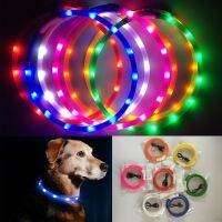 Night Safety Dog Collar Rechargeable USB Flashing Band Walking 70CM With Three Modes