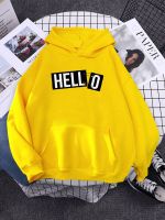 Letters "Hell" Connected "O" So ItS Hello Hoody Hip Hop Personality Streetwear Casual Warm Clothes All Match Loose Woman Hoodie Size Xxs-4Xl