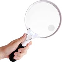 Extra Large LED Handheld Magnifying Glass with Light - 2X 4X 10X - Best Jumbo Size Illuminated Reading Magnifier for Books