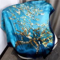 Hangzhou silk van gogh painting apricot blossom mulberry scarf shawl joker mother present ladies long thin fabric