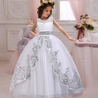 ☜◈♕ New Style Girl Wedding Dress Flower Bridesmaid Banquet Segments Show Long Dress Girl Graduation Shop Party Long Dress