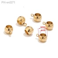 ☋ Stainless Steel Gold Color Connectors Bails Beads fit European Charm Bracelet Pendants 8mm/6mm