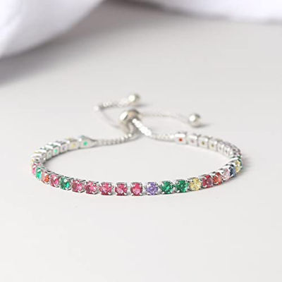 2Pcs Tennis Loss Jewelry Women Gifts Birthstone Adjustable Weight Delicate Ionic Rainbow