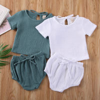 2019 New arrival Newborn Kids Baby Boy Girl Clothes Cotton &amp; Linen Tops+Shorts Pants Outfits Set  by Hs2023