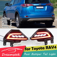 LED Reflector ด้านหลังกันชนไฟท้ายสำหรับ Toyota RAV4 XA40 2016 2017 2018 ไฟเบรคหยุดขับรถไฟถอยหลังพร้อมเลนส์ควันไฟเลี้ยวตามลำดับแบบไดนามิก