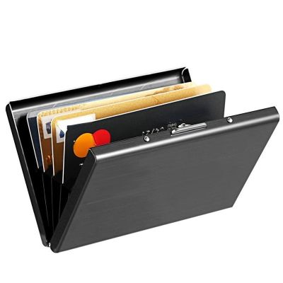 【CC】❡◕  1pc Card Holder Men Blocking Aluminum Metal Wallet Money Anti-scan Credit Thin Small Male Purses