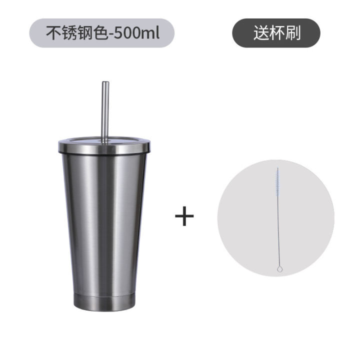 750สแตนเลสแก้วแบบมีหลอด304-500มล-ถ้วยของขวัญฉนวนเก็บความเย็นเก็บความร้อนสองแก้วกระติกสุญญากาศ