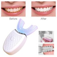 [Hot Sale] แปรงสีฟันไฟฟ้าไร้สาย AutomaticTeeth BrushDegrees นาโนซิลิโคนรูปตัวยู USB ชาร์จ Teethbrush ใหม่