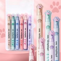 6pcs Creative Cat Claw Marker Pens Kawaii Fluorescent Highlighters Art Markers Korean Stationery Journal Planner Office Supplies