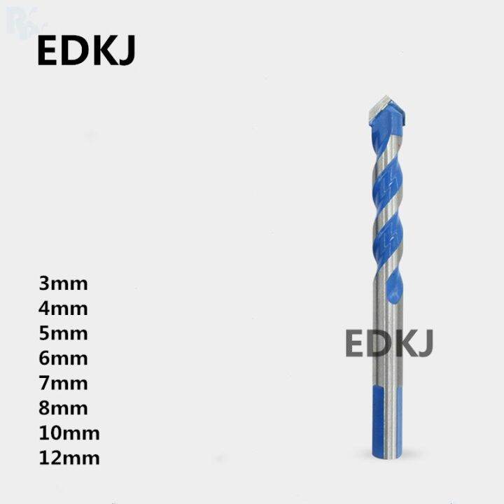 แก้วอเนกประสงค์3มม-12มม-สีฟ้า1ชิ้น-หัวเจาะบิดสามเหลี่ยมสว่านเจาะสำหรับกระเบื้องเซรามิกคอนกรีตแก้วหินอ่อน