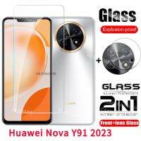 Huawei Y91 Nova 2023ปกป้องหน้าจอสำหรับ Huawei Y91 Nova NovaY91 Y 91 91Y 4G 5G 2023กระจกนิรภัยป้องกันเต็มพื้นที่ฟิล์มหลังเลนส์ปกป้องป้องกันหน้าจอเลนส์กล้องหลังกระจก