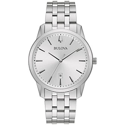 Bulova Mens Classic Quartz Stainless Steel Bracelet Watch Silver Dial