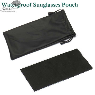 Amart กระเป๋าเก็บแว่นกันแดดกันน้ำซองแว่นตาสีดำผ้าทำความสะอาดที่มีสีสันสามารถเช็ดได้แผ่นปูเซรามิค