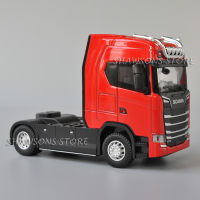 โมเดลรถบรรทุกสเกล 1:50 Diecast Scania S730 Semi-Trailer Tractor พร้อมเสียง และไฟ ของเล่นสําหรับเด็ก