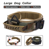 Military Tactical Large Dog Collar With Handle Reflective Nylon K9 Widen Metal Buckle Big Dog Training Collars  Accessories