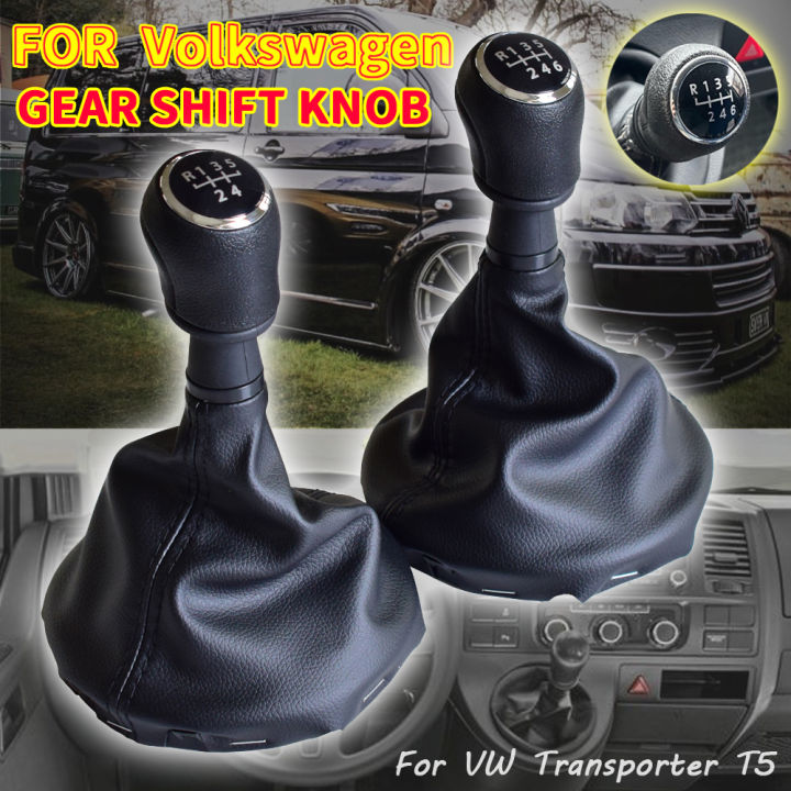 รถ6ความเร็วเกียร์ติดกะลูกบิดหนังบูตสำหรับ-vw-transporter-multivan-caravelle-t5-2003-2004-2005-2006-2007-2008-2009-2010