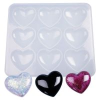 DIY Crystal Epoxy Resin Mold Heart Shaped 9 Grid Heart Silicone Mold For Resin